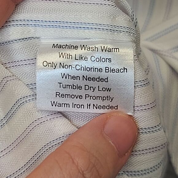 Joseph Abboud Mens 16-32 Tailored Fit Cotton White Striped White Dress Shirt - Picture 12 of 16